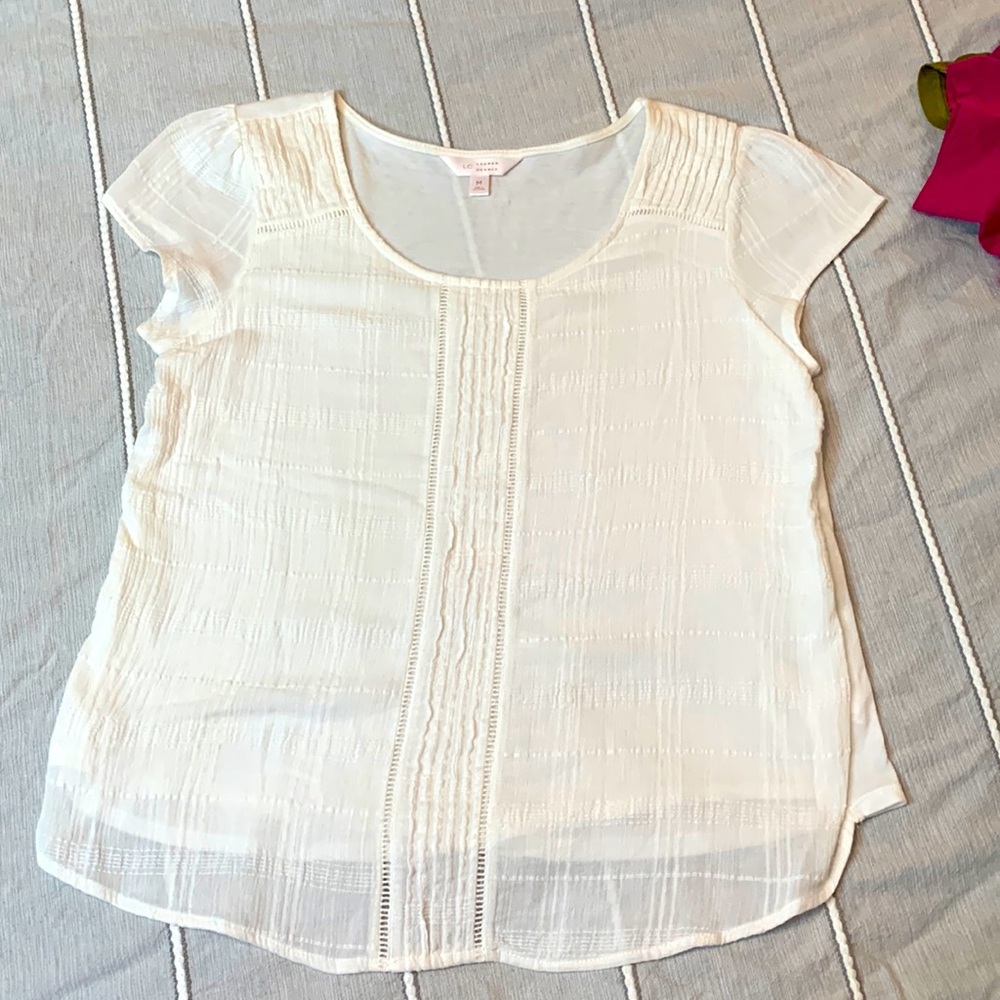 Cotton Cap Sleeve Size M Lauren Conrad Top All Cotton T-shirt with Gauze Front